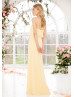 Spaghetti Straps Yellow Chiffon Bridesmaid Dress